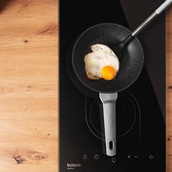 Cecotec Polka Exclusive Wood and Rock Pack 9 Utensili da Cucina - Include Supporto - Materiali Silicone e Acciaio - Resistente fino a 220°C - Senza BPA - Silicone Antiaderente - Colore Nero