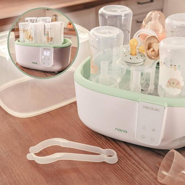 Cecotec Nana BabyCare DigitalSterilizer Sterilizzatore fino a 6 Biberon - 600W - Sterilizza in 8min - Privo BPA - Supporto Tettarelle - 3 Modalità - Display Digitale - Bianco