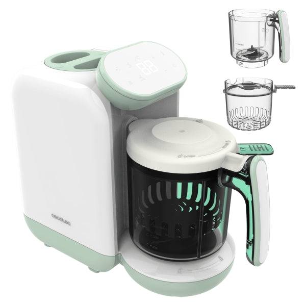Cecotec Nana BabyCare FoodProcessor Robot Multifunzione 4 in 1 per Bebè - Senza BPA - Tattile - Cuoce e Frulla - Sterilizza Ciucci - Ricettario - Compatibile con Frutta e Carni - Colore Bianco