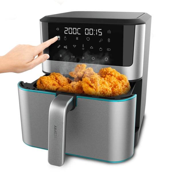 Cecotec Cecofry Supreme 8000 Friggitrice ad Aria - Potenza 1800W - Capacità 8L - Intervallo 30-200°C - 10 Modalità Preconfigurate - Funzione Preriscaldamento - Acciaio Inossidabile - Colore Nero