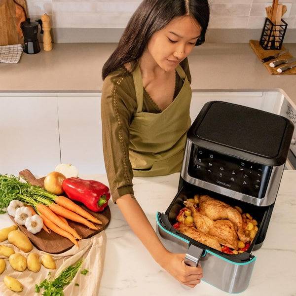 Cecotec Cecofry Supreme 8000 Friggitrice ad Aria - Potenza 1800W - Capacità 8L - Intervallo 30-200°C - 10 Modalità Preconfigurate - Funzione Preriscaldamento - Acciaio Inossidabile - Colore Nero