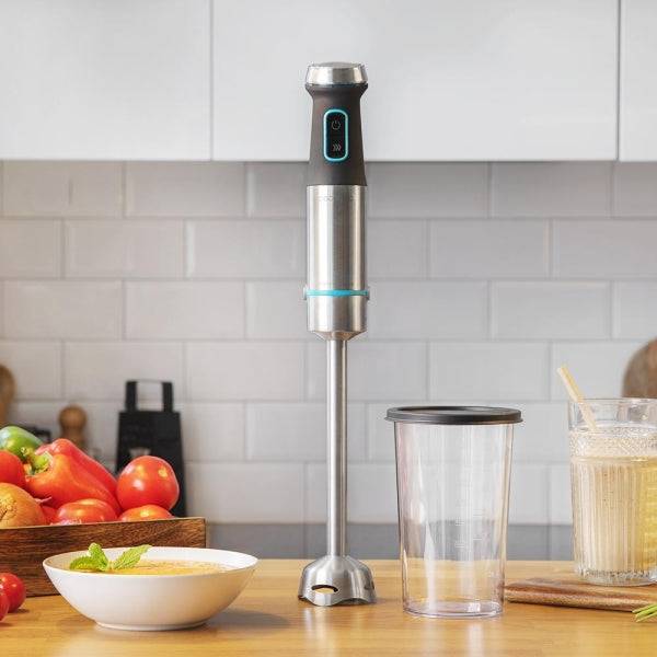 Cecotec Power TitanBlack 1200 XL Frullatore a Mano - 1200W - 4 Lame Titanio a Croce - Campana Antischizzo - Velocità Regolabile - Bicchiere 800ml - Funzione Turbo - 6.8x6.8x48cm - Colore Nero