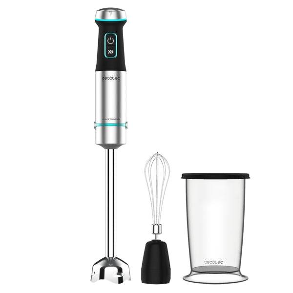 Cecotec Power TitanBlack 1200 XL Cream Frullatore ad Immersione - 1200W - 4 Lame in Titanio a Croce - Campana Antischizzo - Velocità Regolabile - Bicchiere 800ml - Montachiare - 6.8x6.8x48cm - Colore Nero