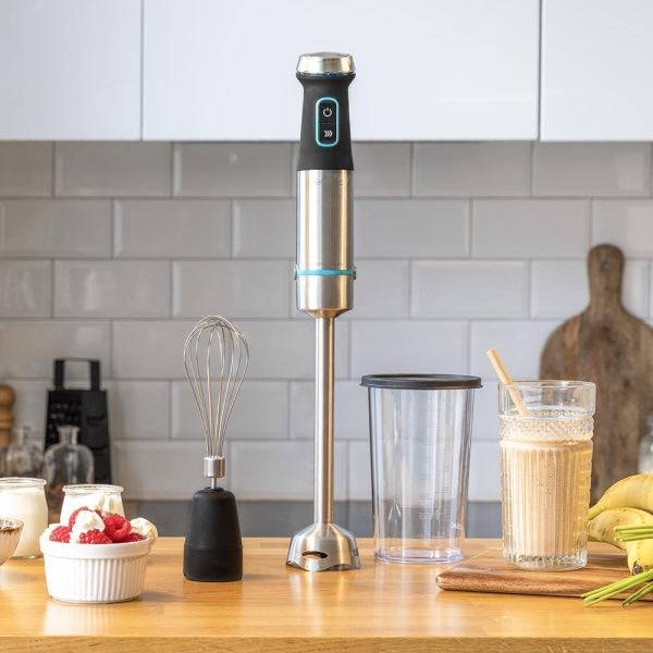 Cecotec Power TitanBlack 1200 XL Cream Frullatore ad Immersione - 1200W - 4 Lame in Titanio a Croce - Campana Antischizzo - Velocità Regolabile - Bicchiere 800ml - Montachiare - 6.8x6.8x48cm - Colore Nero