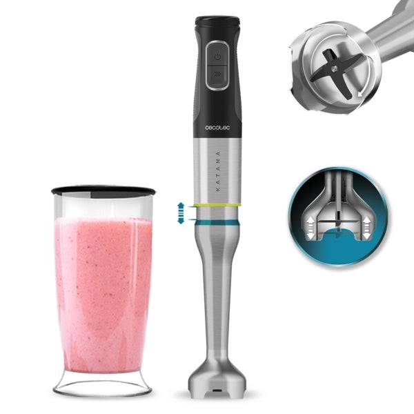 Cecotec Katana 12 Jar G Frullatore ad Immersione - Potenza 1200W - Lame in Titanio - Funzione Oscillante - 21 Velocità - Campana Antischizzo - Funzione Turbo - Bicchiere 800ml con Coperchio - Colore Nero