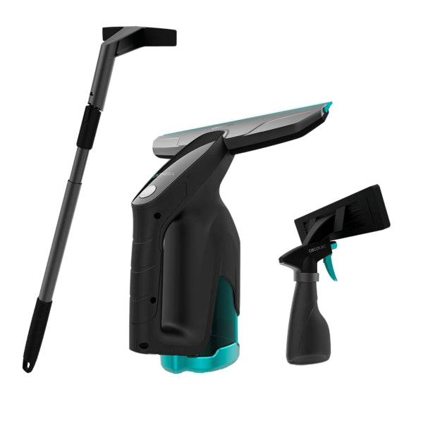Cecotec Conga Popstar Glass Titanium Aspirapolvere Pulisci Vetri 3 in 1 - Batteria 3,7V - Autonomia 40min - Portata 100m² - Tubo Estensibile - 2 Beccucci - Serbatoio 100ml - Colore Nero e Blu