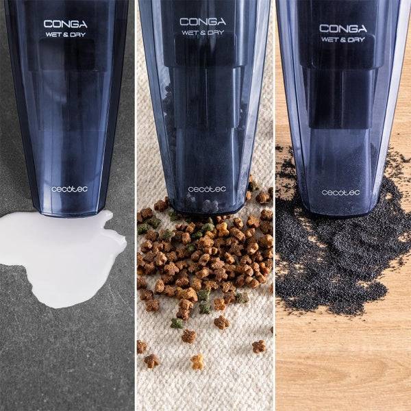 Cecotec Conga Rockstar Animal Hand Aspirapolvere a Mano - 20kPa - Solidi e Liquidi - Autonomia 40min - Serbatoio 500ml - Accessori Inclusi - Filtro ad Alta Efficienza - Colore Grigio e Blu Marino