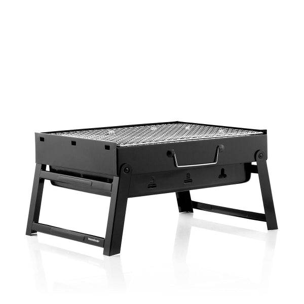 Innovagoods BearBQ Barbecue Portatile da Tavolo - Ferro - Pieghevole - Capacità fino a 1.5kg di Carbone - Griglia Estraibile 35X27cm - Pulizia Facile - Compatto - Leggero - 41x28x20cm - Colore Nero