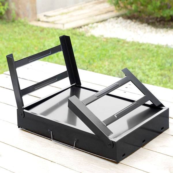 Innovagoods BearBQ Barbecue Portatile da Tavolo - Ferro - Pieghevole - Capacità fino a 1.5kg di Carbone - Griglia Estraibile 35X27cm - Pulizia Facile - Compatto - Leggero - 41x28x20cm - Colore Nero