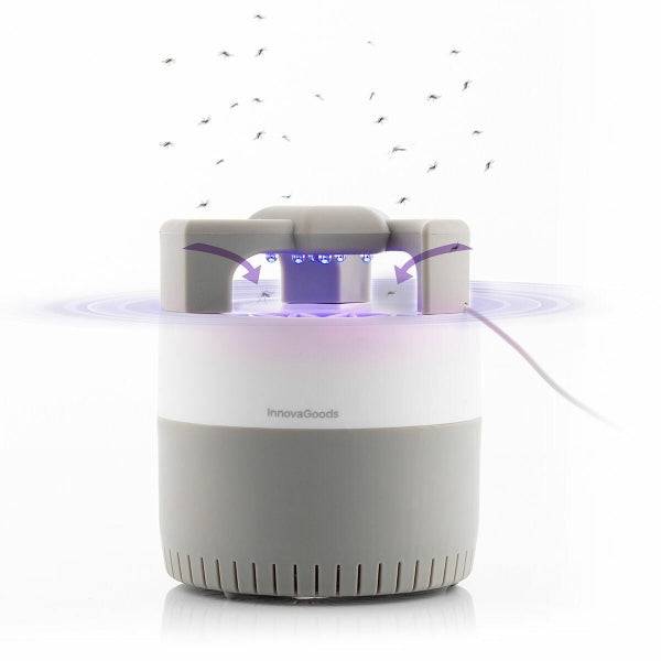 Innovagoods KL Silen Lampada USB Antizanzare ad Aspirazione - Luce LED UV - Silenziosa - Portata fino a 50m2 - Pulizia Facile - 12x14cm - Colore Bianco e Grigio