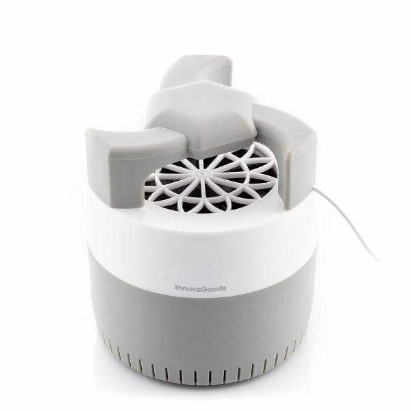 Innovagoods KL Silen Lampada USB Antizanzare ad Aspirazione - Luce LED UV - Silenziosa - Portata fino a 50m2 - Pulizia Facile - 12x14cm - Colore Bianco e Grigio