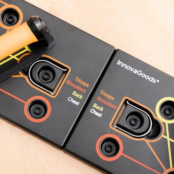 Innovagoods Pulsher Set di Allenamento con Bande di Resistenza - Guida Esercizi - Smontabile - Antiscivolo - Supporta fino a 100kg - 67x19x2cm - Colore Nero e Giallo