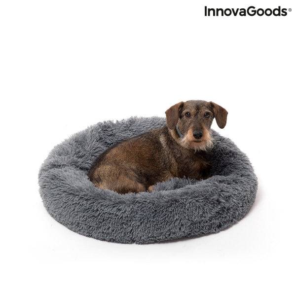 Innovagoods Bepess Lettino Antistress Rotondo per Animali Domestici - Diametro 60cm - Bordo Rialzato - Antiscivolo - Colore Grigio