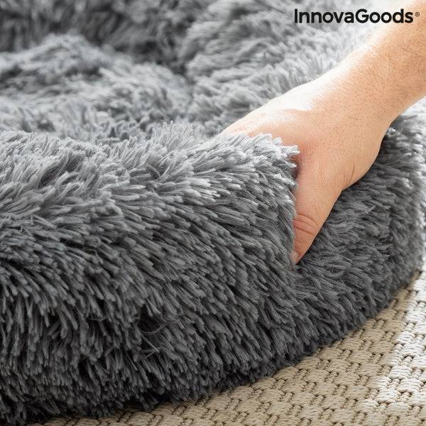 Innovagoods Bepess Lettino Antistress Rotondo per Animali Domestici - Diametro 60cm - Bordo Rialzato - Antiscivolo - Colore Grigio