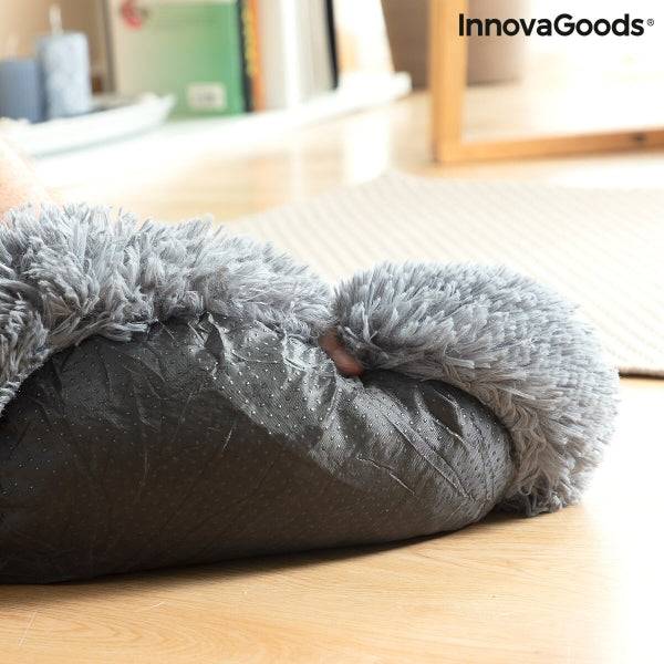 Innovagoods Bepess Lettino Antistress Rotondo per Animali Domestici - Diametro 60cm - Bordo Rialzato - Antiscivolo - Colore Grigio