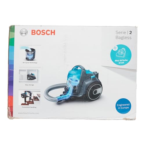 Bosch BGS05X240 Serie 2, Aspirapolvere senza Sacco, Potenza 800W, Salvaspazio, Silenzioso, Lavabile, Raggio d'azione 9 m, Turchese