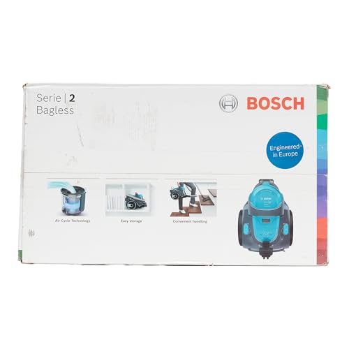 Bosch BGS05X240 Serie 2, Aspirapolvere senza Sacco, Potenza 800W, Salvaspazio, Silenzioso, Lavabile, Raggio d'azione 9 m, Turchese