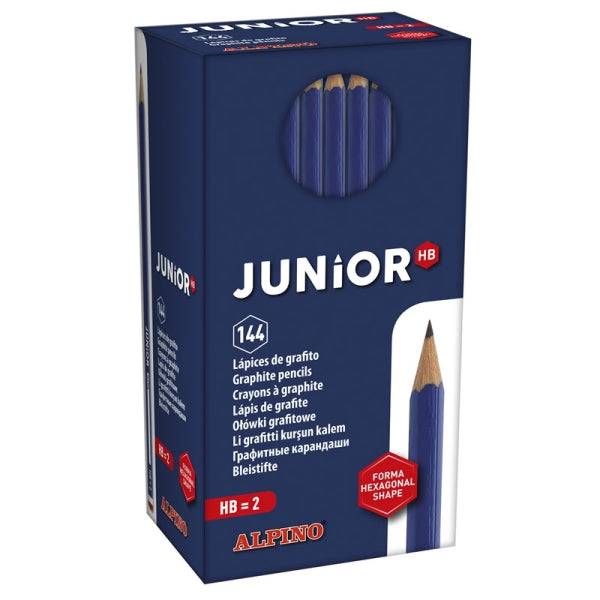 Alpino Junior Confezione di 144 Matite di Grafite HB con Cappellini - Spazio per il Nome