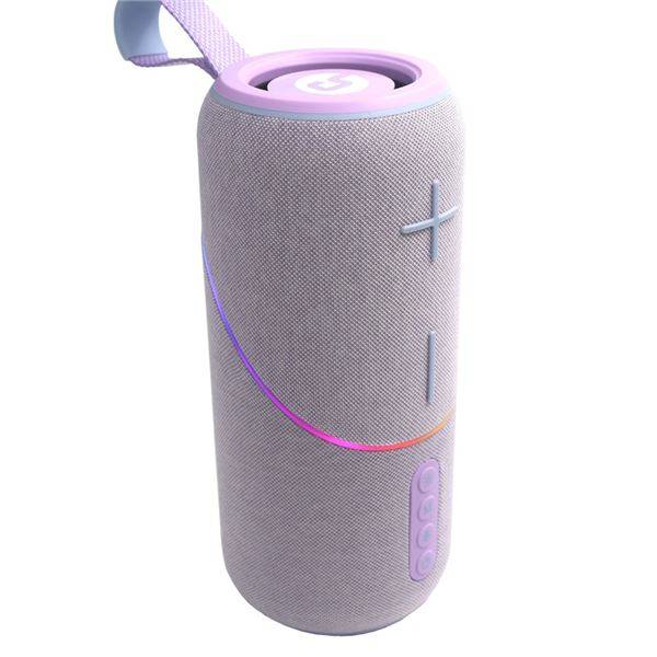 Coolsound Rainbow Beat Altoparlante Bluetooth True Wireless 20W - Autonomia fino a 3h - USB, MicroSD e Aux - Funzione Vivavoce - Radio FM - Illuminazione RGB - Colore Viola
