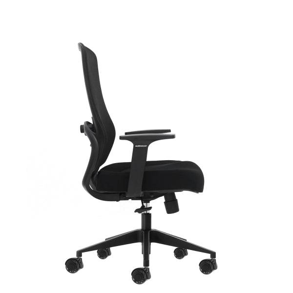 Oqonos Cherg 001 Sedia Ufficio Ergonomica con Supporto Lombare Regolabile in Altezza e Profondità, Schienale Rete Traspirante, Braccioli Fissi, Seduta Ergonomica Sagomata e Ruote Silicone - Nero