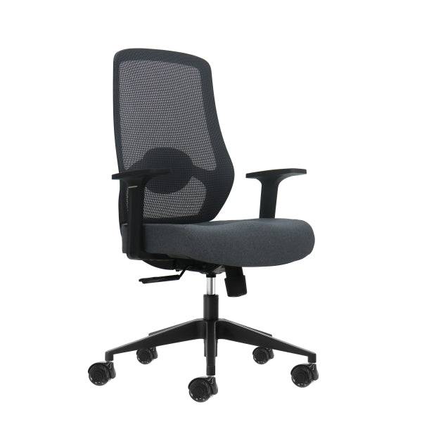 Oqonos Cherg 002 Sedia Ufficio Ergonomica con Supporto Lombare Regolabile in Altezza e Profondità, Schienale Rete Traspirante, Braccioli Fissi, Seduta Ergonomica Sagomata e Ruote Silicone - Grigio con Struttura Nera