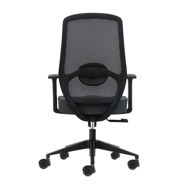 Oqonos Cherg 002 Sedia Ufficio Ergonomica con Supporto Lombare Regolabile in Altezza e Profondità, Schienale Rete Traspirante, Braccioli Fissi, Seduta Ergonomica Sagomata e Ruote Silicone - Grigio con Struttura Nera