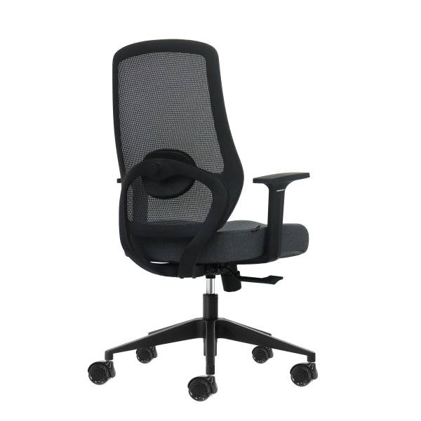 Oqonos Cherg 002 Sedia Ufficio Ergonomica con Supporto Lombare Regolabile in Altezza e Profondità, Schienale Rete Traspirante, Braccioli Fissi, Seduta Ergonomica Sagomata e Ruote Silicone - Grigio con Struttura Nera