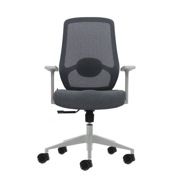 Oqonos Cherg 003 Sedia Ufficio Ergonomica con Supporto Lombare Regolabile in Altezza e Profondità, Schienale Rete Traspirante, Braccioli Fissi, Seduta Ergonomica Sagomata e Ruote Silicone - Grigio