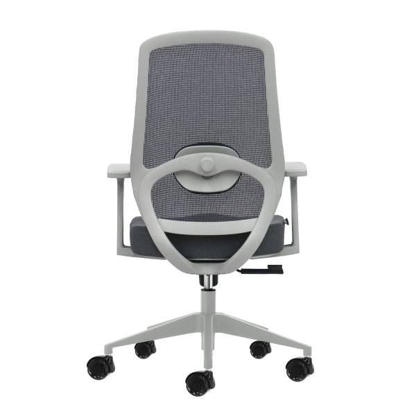 Oqonos Cherg 003 Sedia Ufficio Ergonomica con Supporto Lombare Regolabile in Altezza e Profondità, Schienale Rete Traspirante, Braccioli Fissi, Seduta Ergonomica Sagomata e Ruote Silicone - Grigio