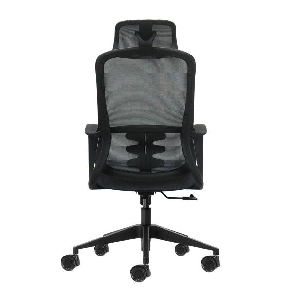 Oqonos Cherg 005 Sedia Ufficio Ergonomica con Poggiatesta Cervicale Regolabile, Schienale Rete Traspirante, Pistone Gas Classe 4, Supporto Lombare, Braccioli Fissi, Seduta Ergonomica Sagomata e Ruote Silicone - Grigio con Struttura Nera