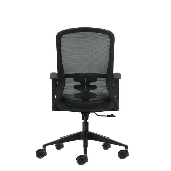 Oqonos Cherg 007 Sedia da Ufficio Ergonomica con Schienale in Rete Traspirante, Pistone di Gas Classe 4, Supporto Lombare, Braccioli Fissi, Seduta Ergonomica Sagomata e Ruote in Silicone - Grigio con Struttura Nera