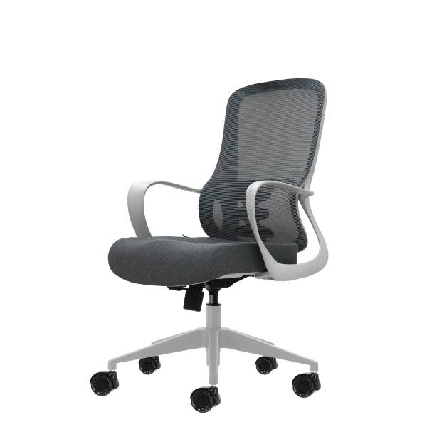 Oqonos Cherg 009 Sedia Ufficio Ergonomica con Schienale Rete Traspirante, Pistone Gas Classe 4, Supporto Lombare, Braccioli Fissi, Seduta Ergonomica Sagomata e Ruote Silicone - Grigio