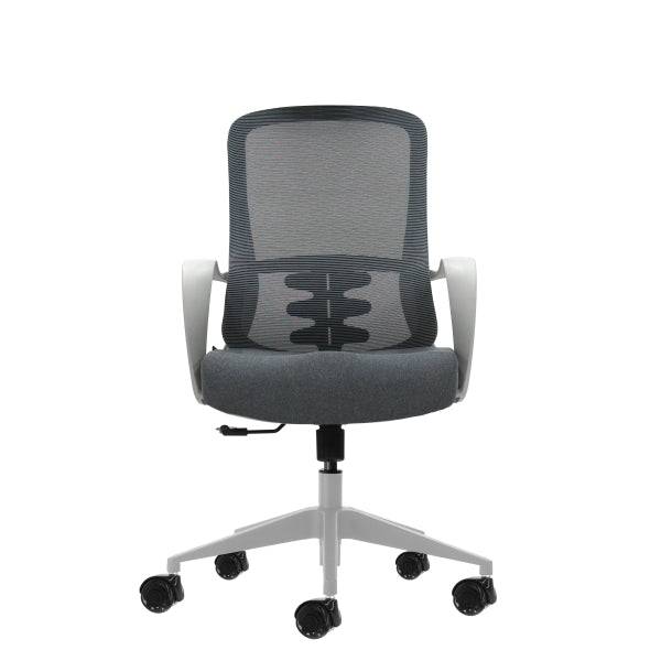 Oqonos Cherg 009 Sedia Ufficio Ergonomica con Schienale Rete Traspirante, Pistone Gas Classe 4, Supporto Lombare, Braccioli Fissi, Seduta Ergonomica Sagomata e Ruote Silicone - Grigio