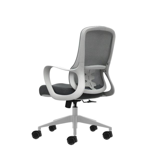 Oqonos Cherg 009 Sedia Ufficio Ergonomica con Schienale Rete Traspirante, Pistone Gas Classe 4, Supporto Lombare, Braccioli Fissi, Seduta Ergonomica Sagomata e Ruote Silicone - Grigio
