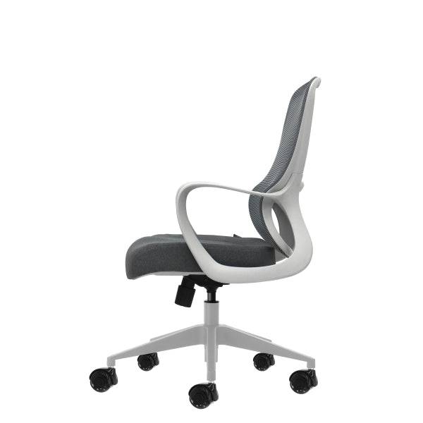Oqonos Cherg 009 Sedia Ufficio Ergonomica con Schienale Rete Traspirante, Pistone Gas Classe 4, Supporto Lombare, Braccioli Fissi, Seduta Ergonomica Sagomata e Ruote Silicone - Grigio