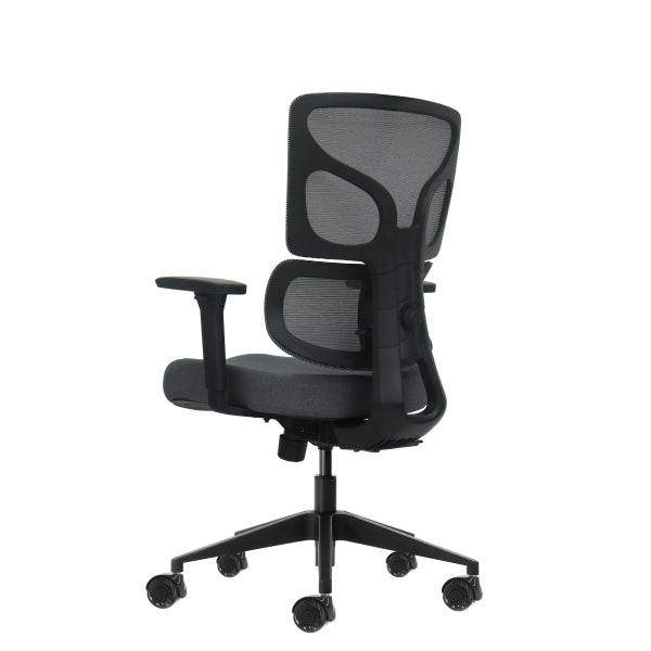 Oqonos Cherg 013 Sedia da Ufficio Ergonomica con Schienale e Seduta in Rete Elastica, Braccioli 4D, Seduta Scorrevole Ergonomica Sagomata e Ruote in Silicone - Grigio con Struttura Nera