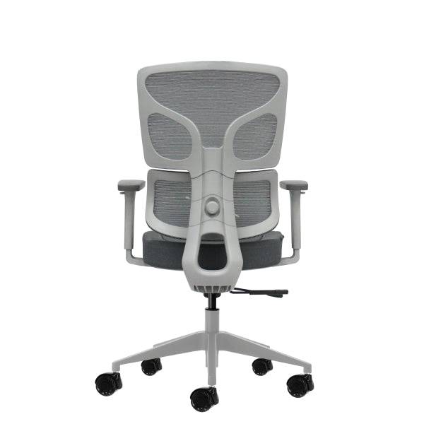Oqonos Cherg 015 Sedia da Ufficio Ergonomica con Schienale e Seduta in Rete Elastica, Braccioli 4D, Seduta Scorrevole Ergonomica Sagomata e Ruote in Silicone - Grigio