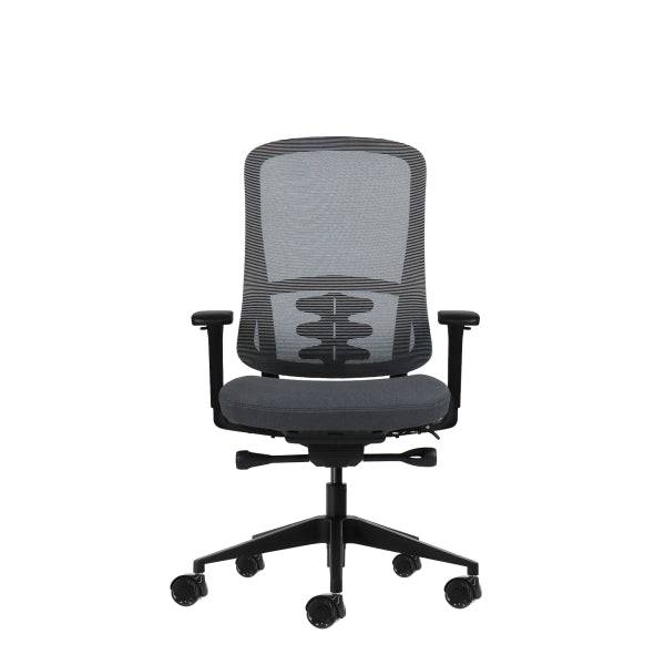 Oqonos Cherg 020 Sedia da Ufficio Ergonomica con Meccanismo Autoequilibrante, Braccioli 4D, Seduta Scorrevole e Ruote in Silicone - Grigio con Struttura Nera