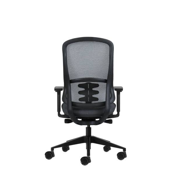 Oqonos Cherg 020 Sedia da Ufficio Ergonomica con Meccanismo Autoequilibrante, Braccioli 4D, Seduta Scorrevole e Ruote in Silicone - Grigio con Struttura Nera