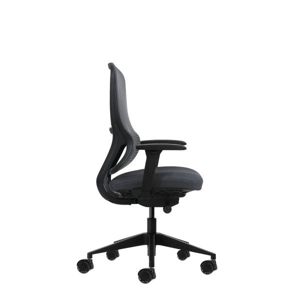 Oqonos Cherg 020 Sedia da Ufficio Ergonomica con Meccanismo Autoequilibrante, Braccioli 4D, Seduta Scorrevole e Ruote in Silicone - Grigio con Struttura Nera