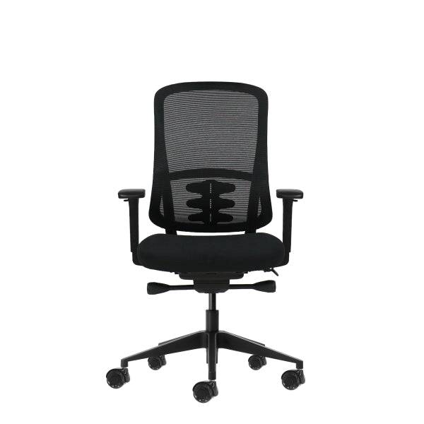 Oqonos Cherg 021 Sedia da Ufficio Ergonomica con Meccanismo Autoequilibrante, Braccioli 4D, Seduta Scorrevole e Ruote in Silicone - Nero