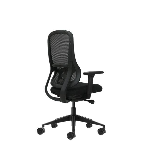 Oqonos Cherg 021 Sedia da Ufficio Ergonomica con Meccanismo Autoequilibrante, Braccioli 4D, Seduta Scorrevole e Ruote in Silicone - Nero