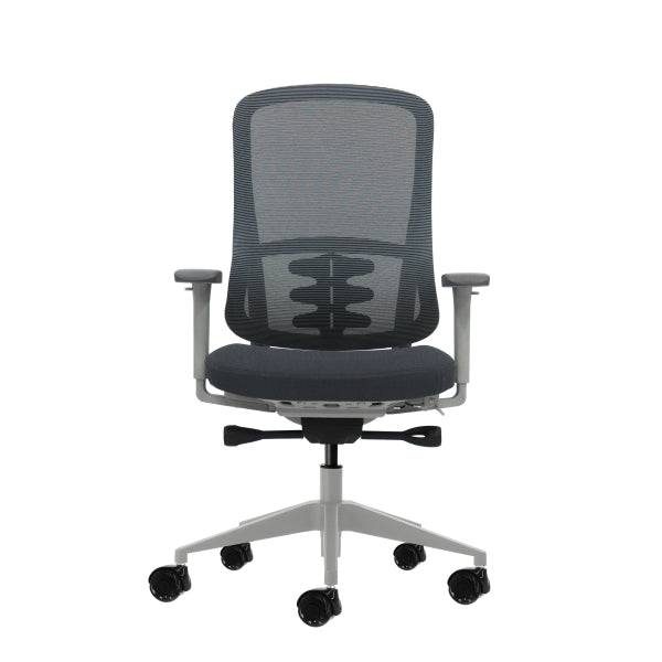 Oqonos Cherg 023 Sedia da Ufficio Ergonomica con Meccanismo Autoequilibrante, Braccioli 4D, Seduta Scorrevole e Ruote in Silicone - Grigio
