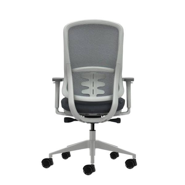 Oqonos Cherg 023 Sedia da Ufficio Ergonomica con Meccanismo Autoequilibrante, Braccioli 4D, Seduta Scorrevole e Ruote in Silicone - Grigio