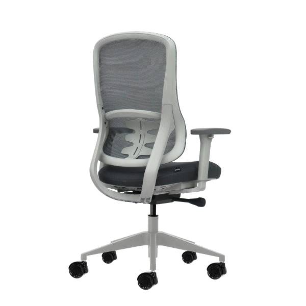 Oqonos Cherg 023 Sedia da Ufficio Ergonomica con Meccanismo Autoequilibrante, Braccioli 4D, Seduta Scorrevole e Ruote in Silicone - Grigio