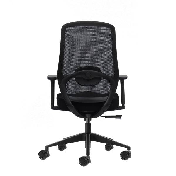 Oqonos Cherg 024 Sedia Ufficio Ergonomica con Supporto Lombare Regolabile in Altezza e Profondità, Braccioli 4D, Pistone Gas Classe 4, Seduta Ergonomica Sagomata e Ruote Silicone - Nero