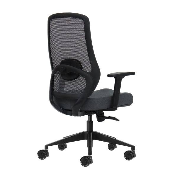 Oqonos Cherg 025 Sedia Ufficio Ergonomica con Supporto Lombare Regolabile in Altezza e Profondità, Braccioli 4D, Pistone Gas Classe 4, Seduta Ergonomica Sagomata e Ruote Silicone - Grigio con Struttura Nera