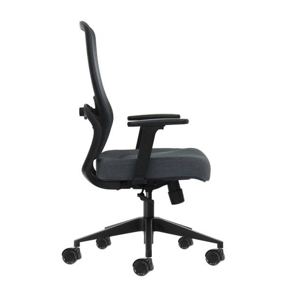 Oqonos Cherg 025 Sedia Ufficio Ergonomica con Supporto Lombare Regolabile in Altezza e Profondità, Braccioli 4D, Pistone Gas Classe 4, Seduta Ergonomica Sagomata e Ruote Silicone - Grigio con Struttura Nera