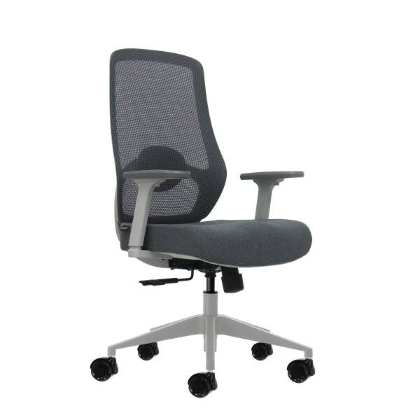 Oqonos Cherg 026 Sedia da Ufficio Ergonomica con Supporto Lombare Regolabile in Altezza e Profondità, Braccioli 4D, Pistone Gas Classe 4, Seduta Ergonomica Sagomata e Ruote in Silicone - Grigio