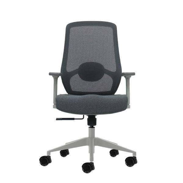 Oqonos Cherg 026 Sedia da Ufficio Ergonomica con Supporto Lombare Regolabile in Altezza e Profondità, Braccioli 4D, Pistone Gas Classe 4, Seduta Ergonomica Sagomata e Ruote in Silicone - Grigio